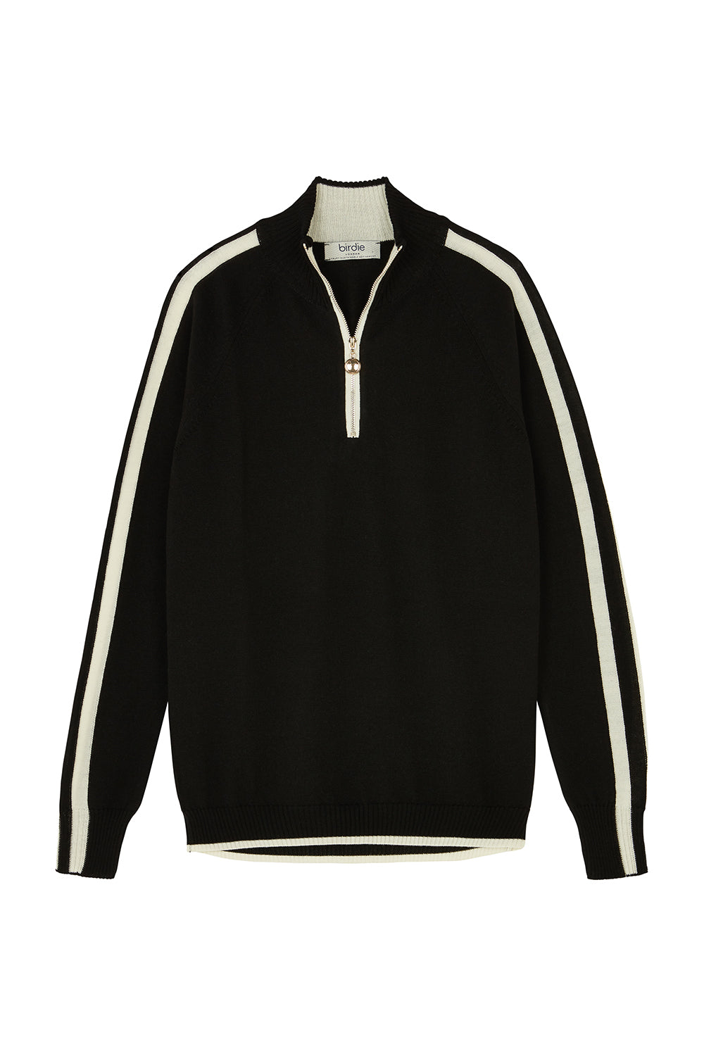 Birdie 13 zip jumper in Black & Soft Cream