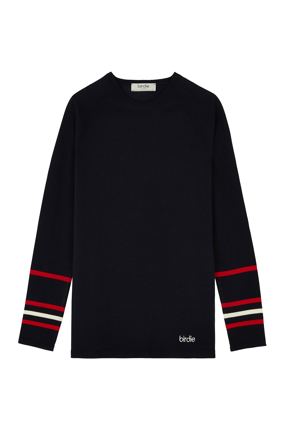 Under-Birdie base layer in navy, red & pale cream