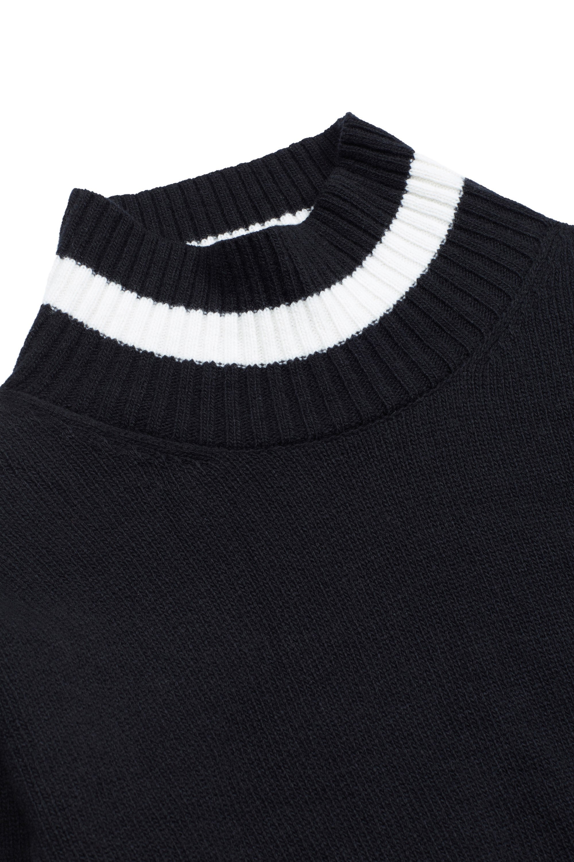 Birdie Funnel Neck in Black & Soft Cream
