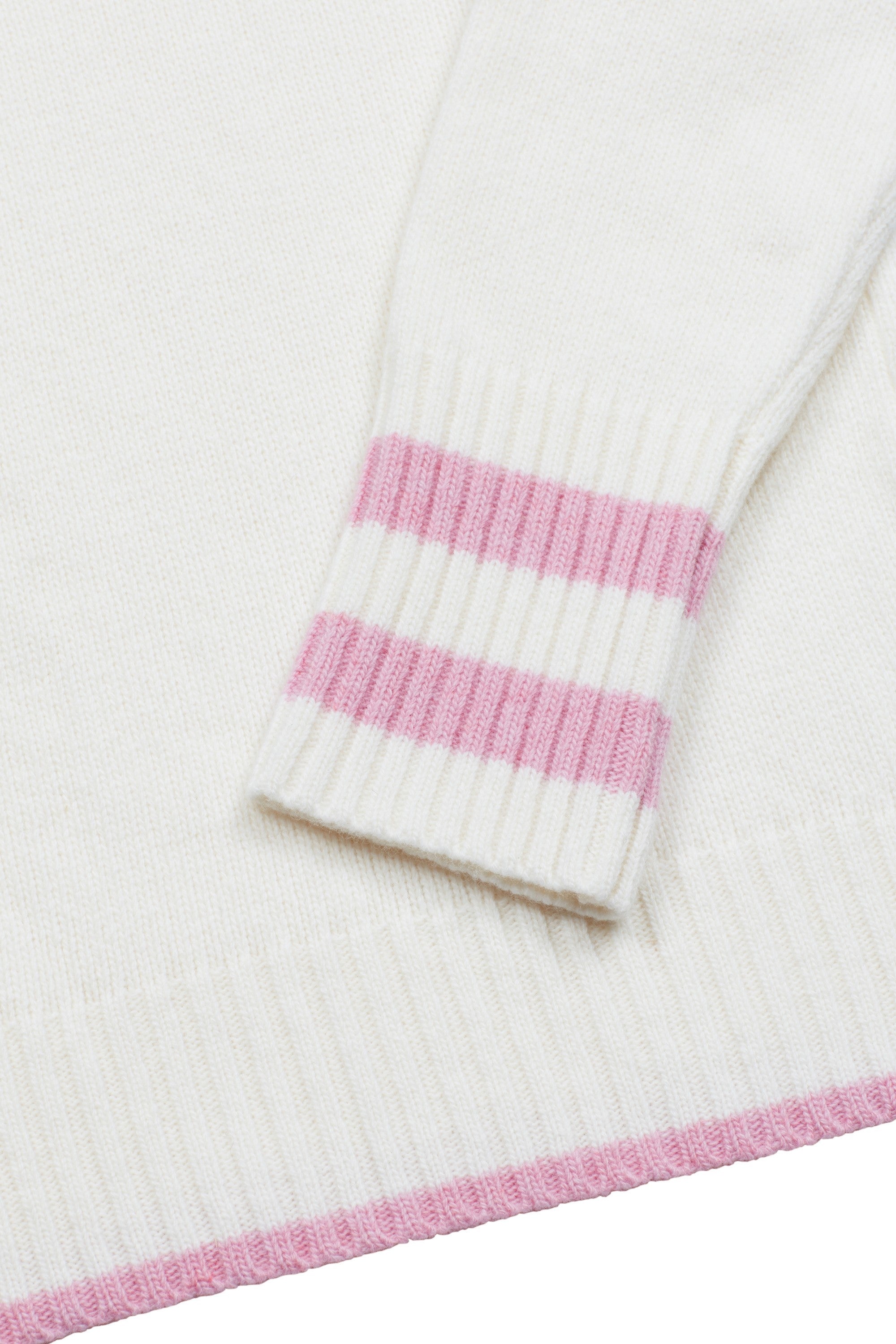 Birdie Funnel Neck in Soft Cream and Pastel Pink