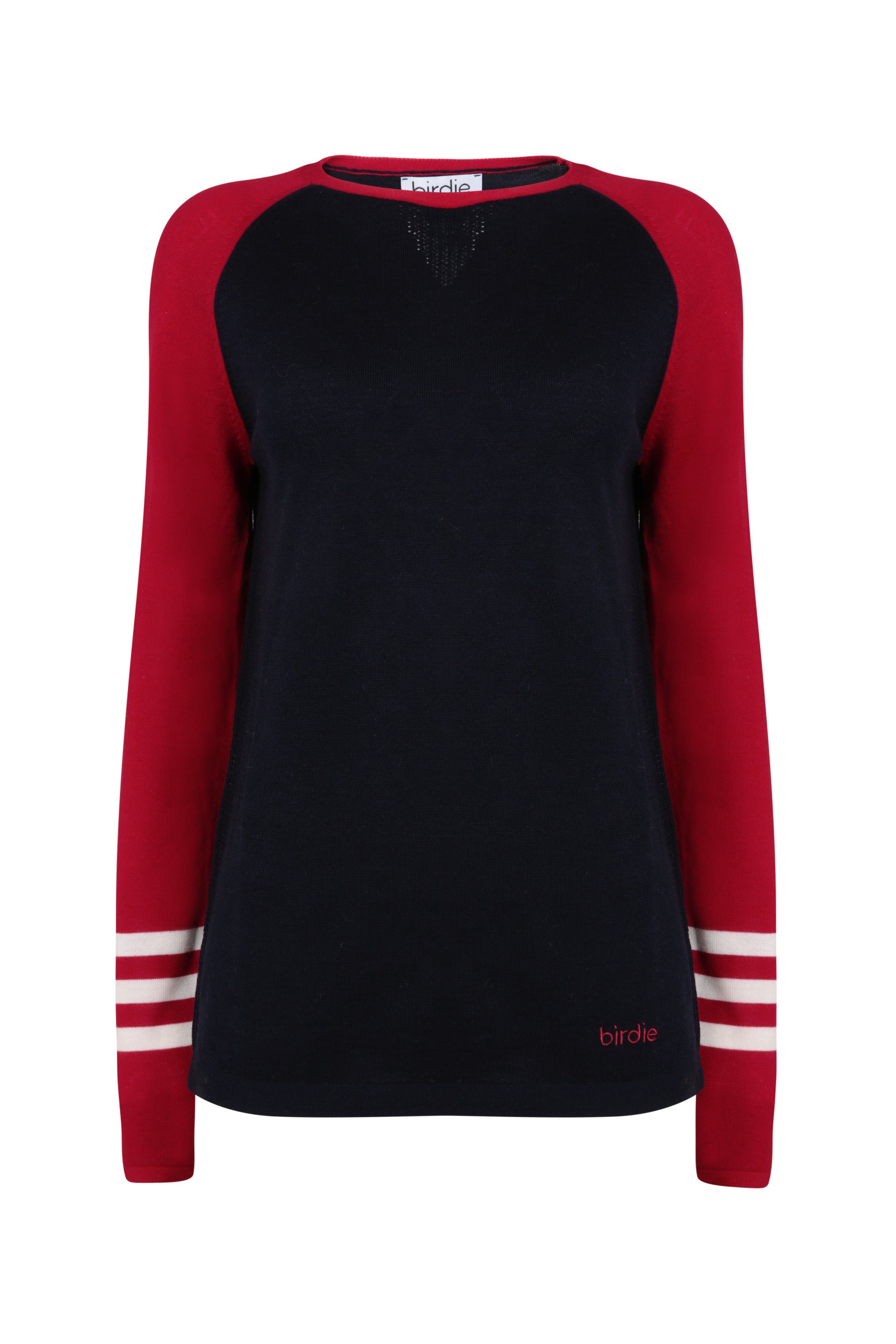 Under-Birdie base layer in navy, red & soft white