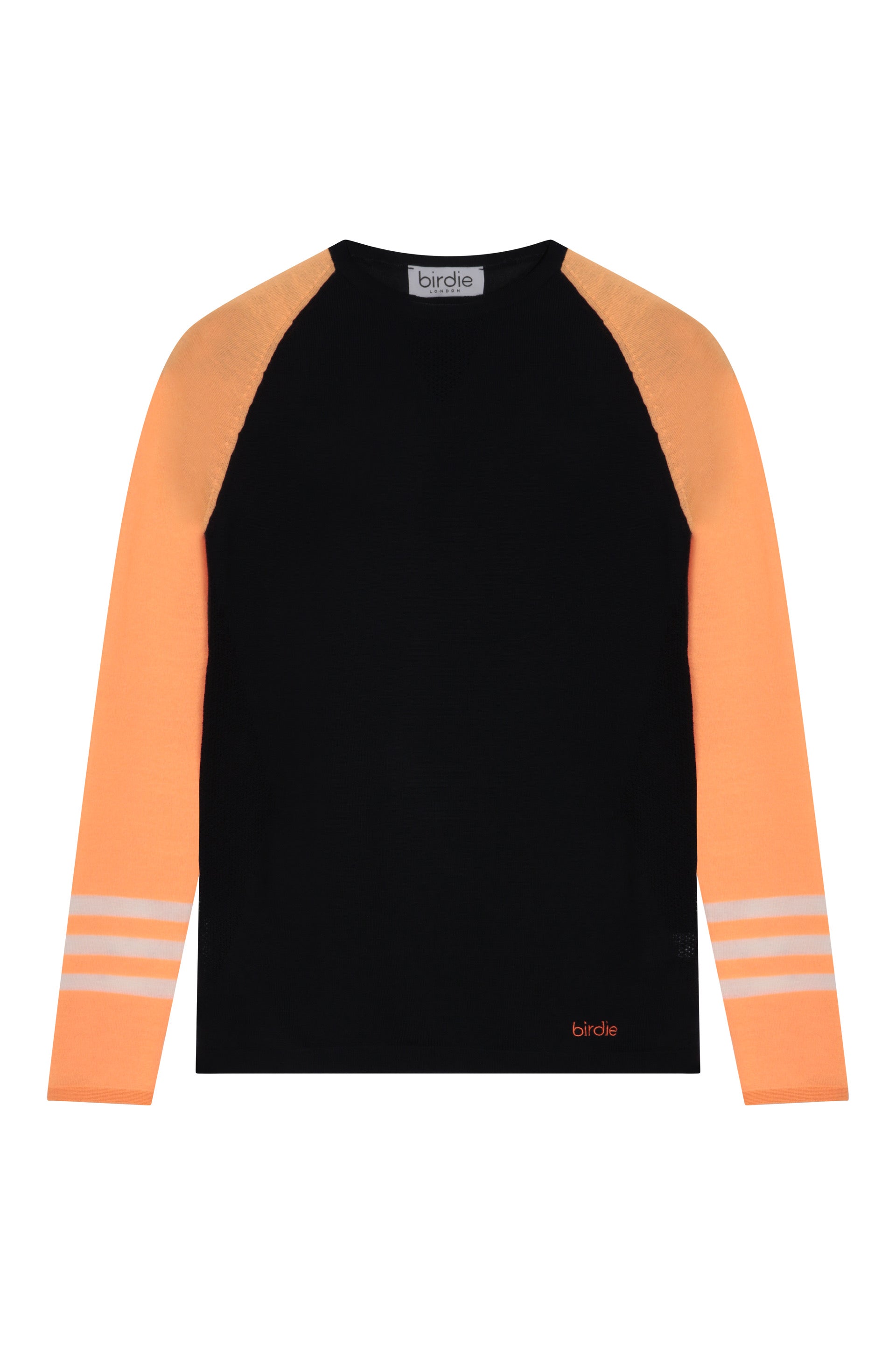 Under-Birdie base layer in navy & vibrant orange
