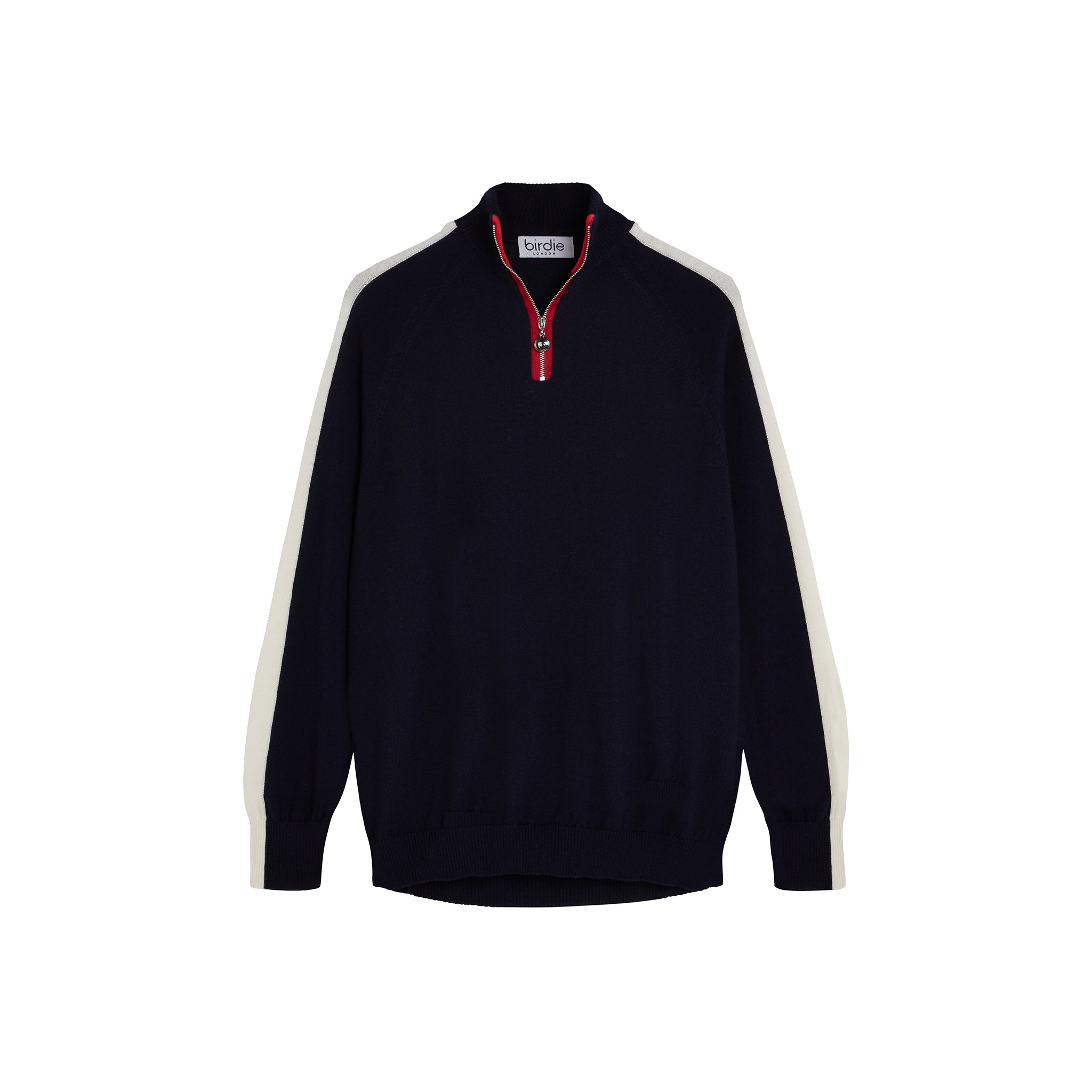 Mens Birdie 10 zip Jumper in navy, cream & flame