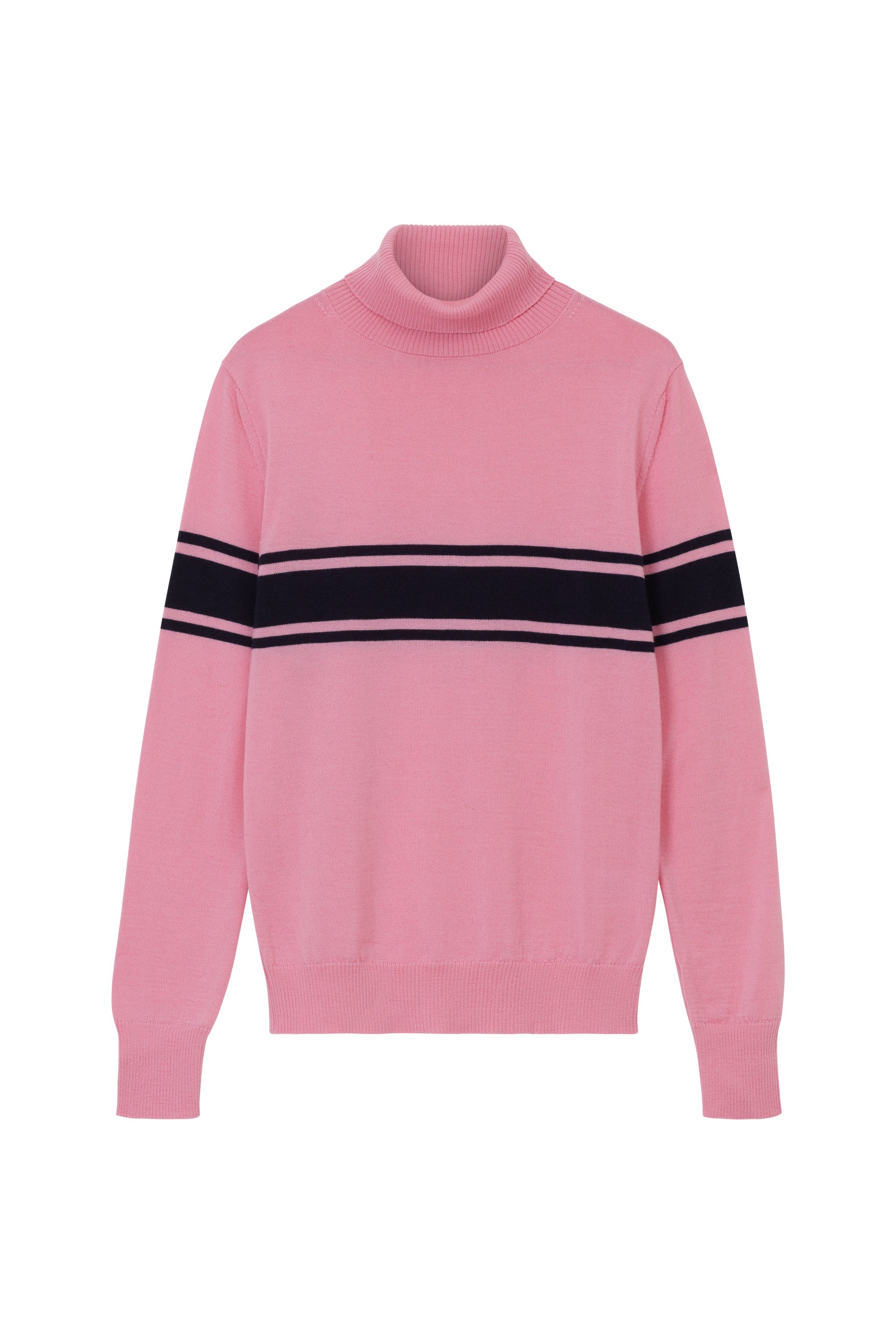 Roll neck in bright pink & dark navy