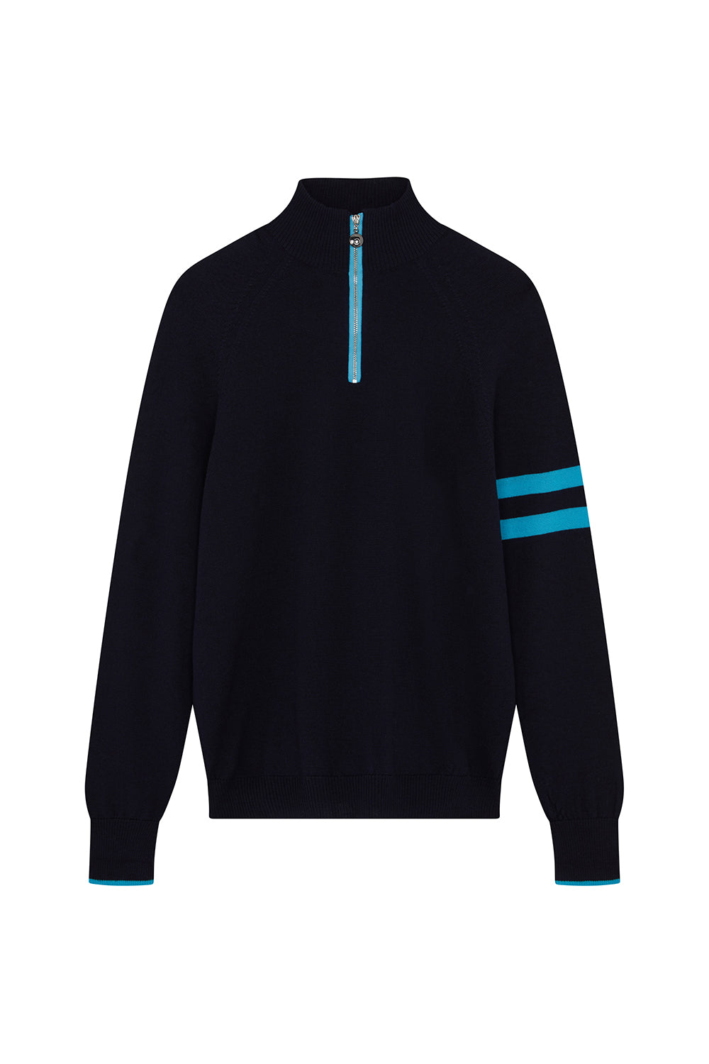 Mens Birdie 14 zip Jumper in Navy & Turquoise