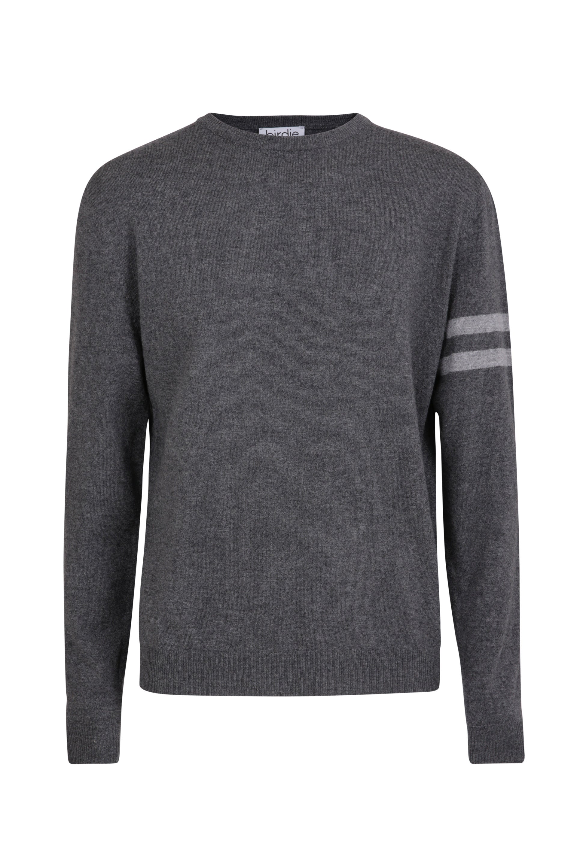 Mens merino & cashmere crew jumper in graphite grey