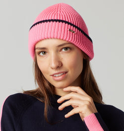 Bright Pink & Navy Beanie