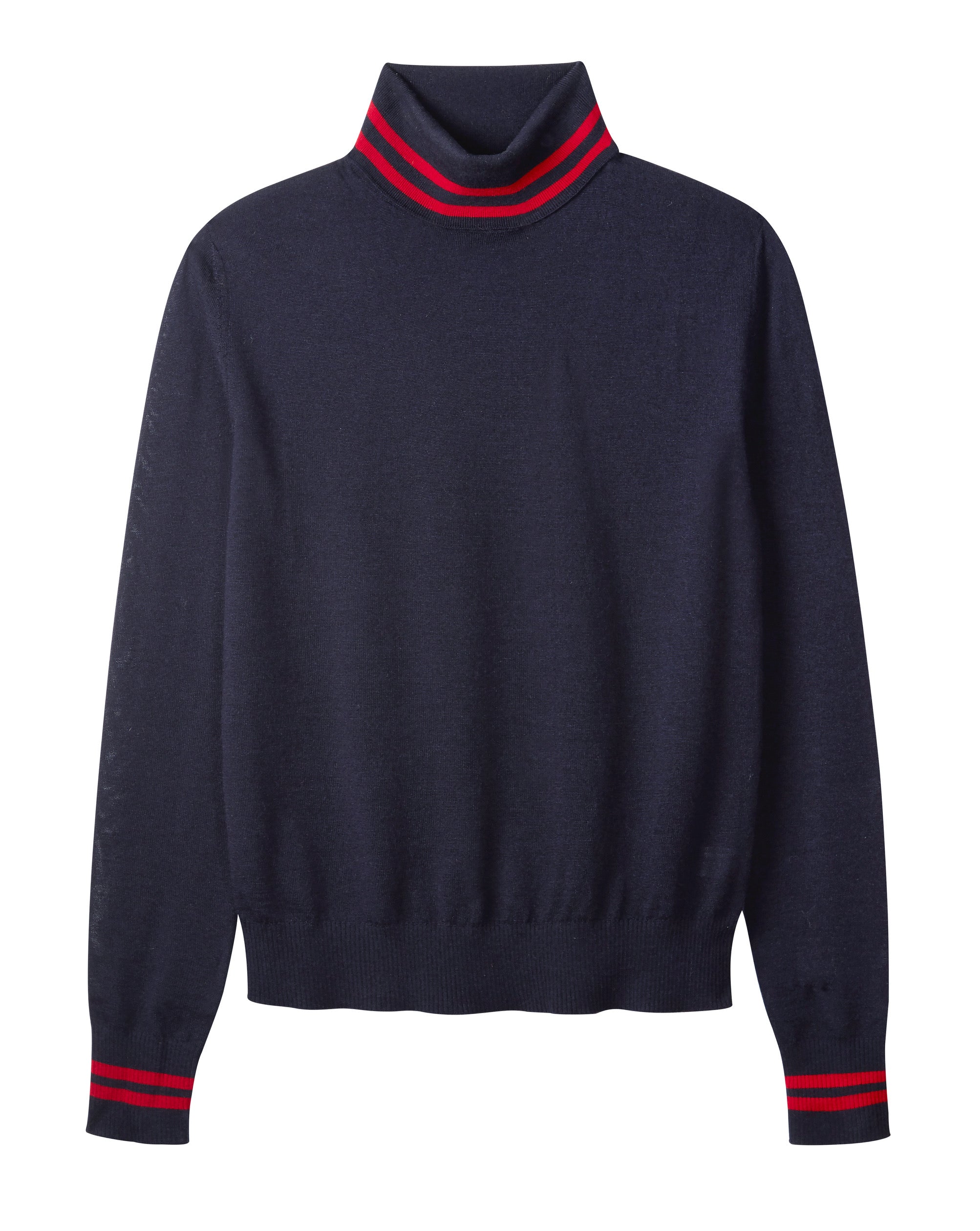 Roll neck in dark navy & red
