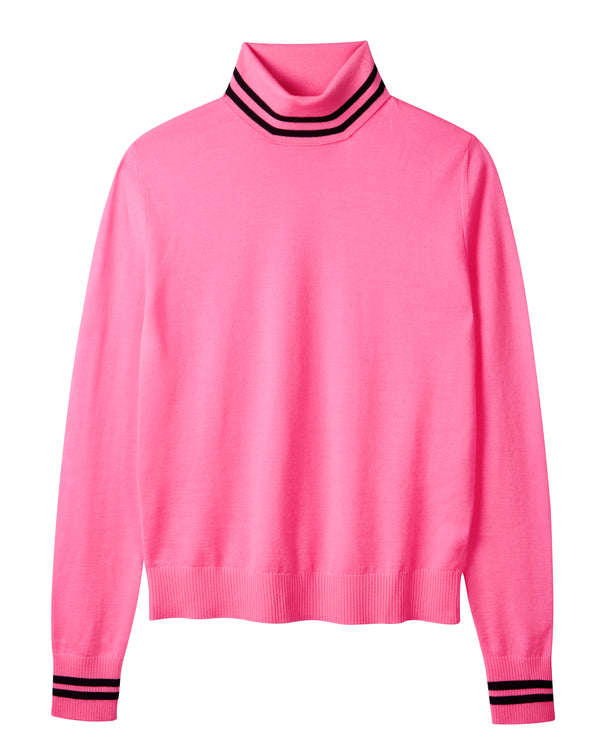 Roll neck in bright pink & black