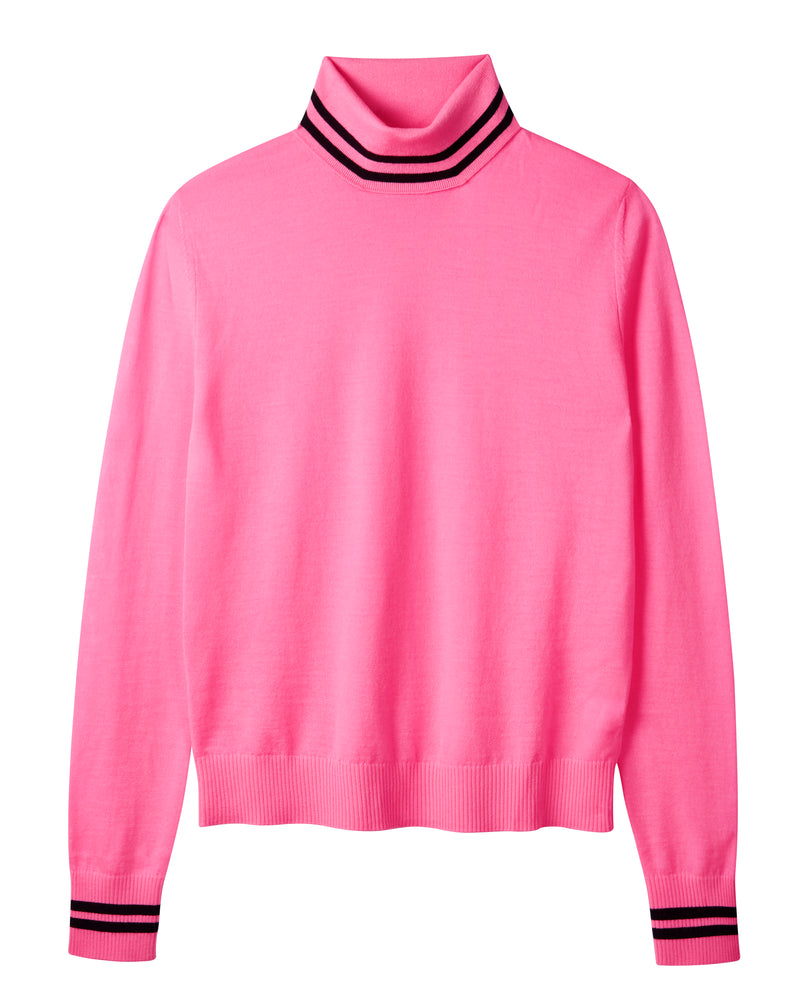 Roll neck in bright pink & black