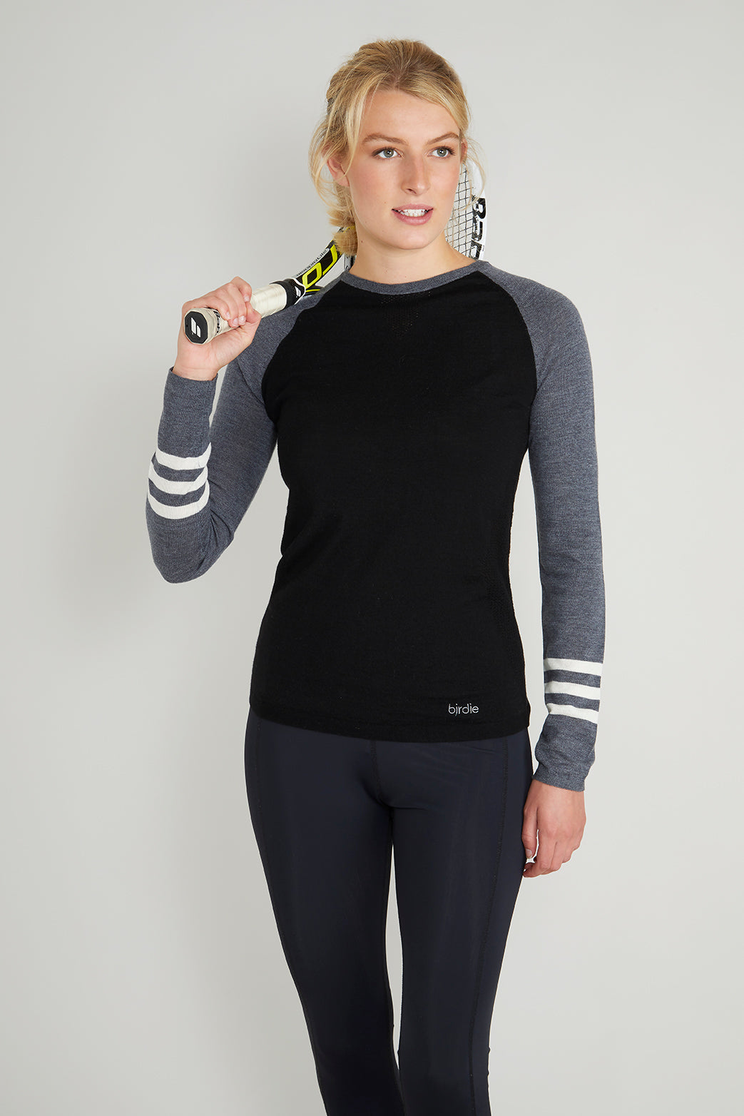 Under-Birdie base layer in black, graphite & soft white