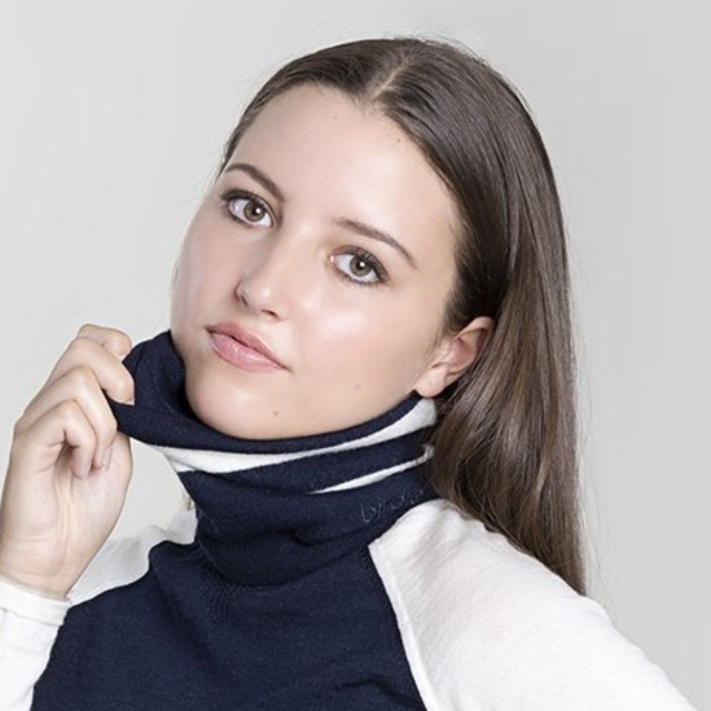 navy & white merino snood