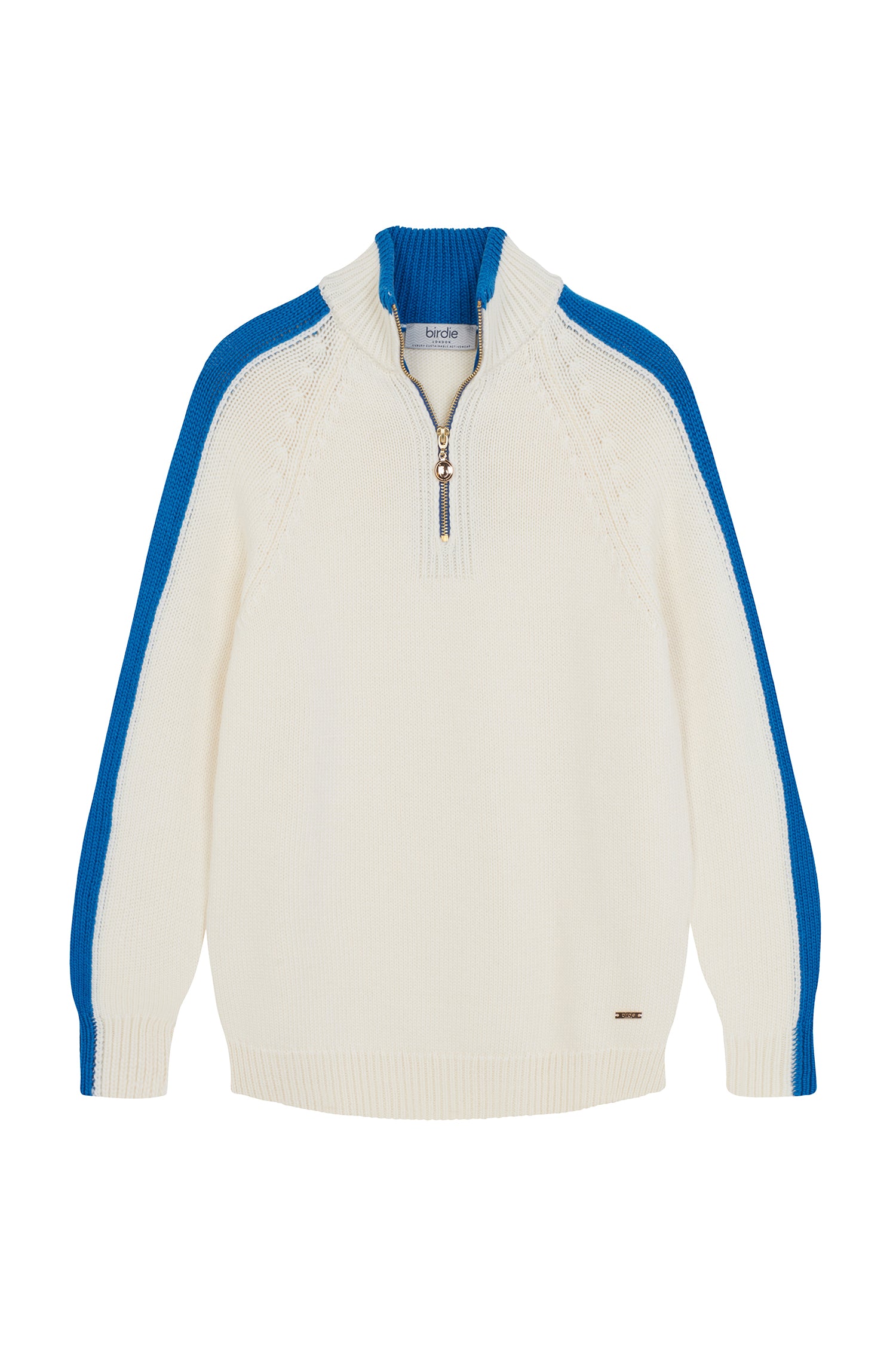 Ladies Birdie Apres jumper in cream & mid blue