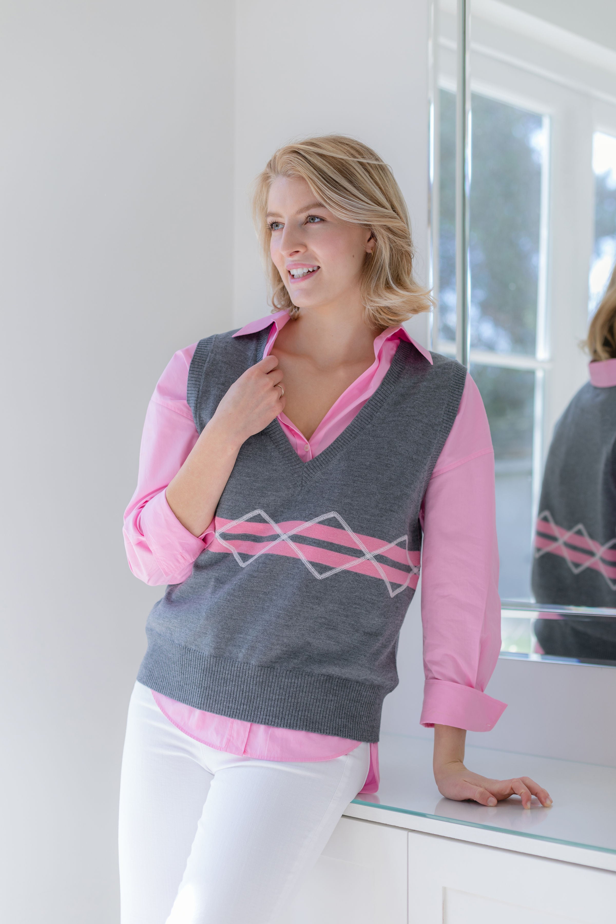 Tank in grey & pink