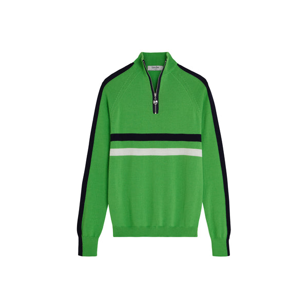 Birdie 12 zip jumper in Fresh Green, Navy & Soft Cream