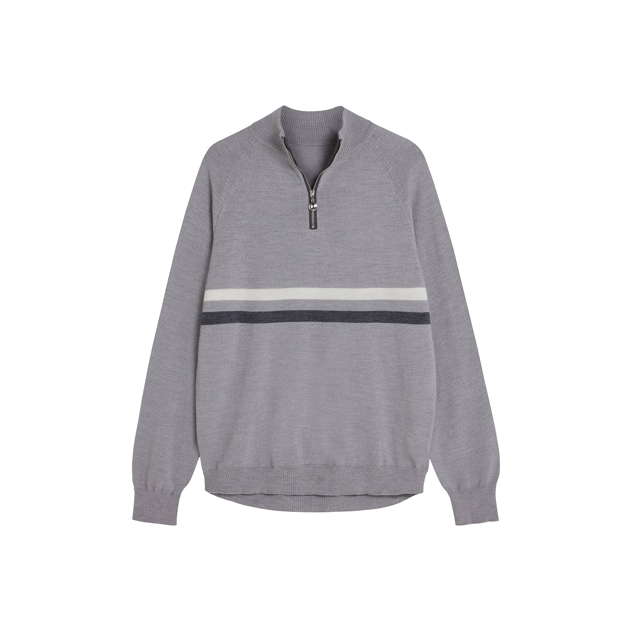 Mens Birdie 2 zip Jumper in Storm Grey & Cream