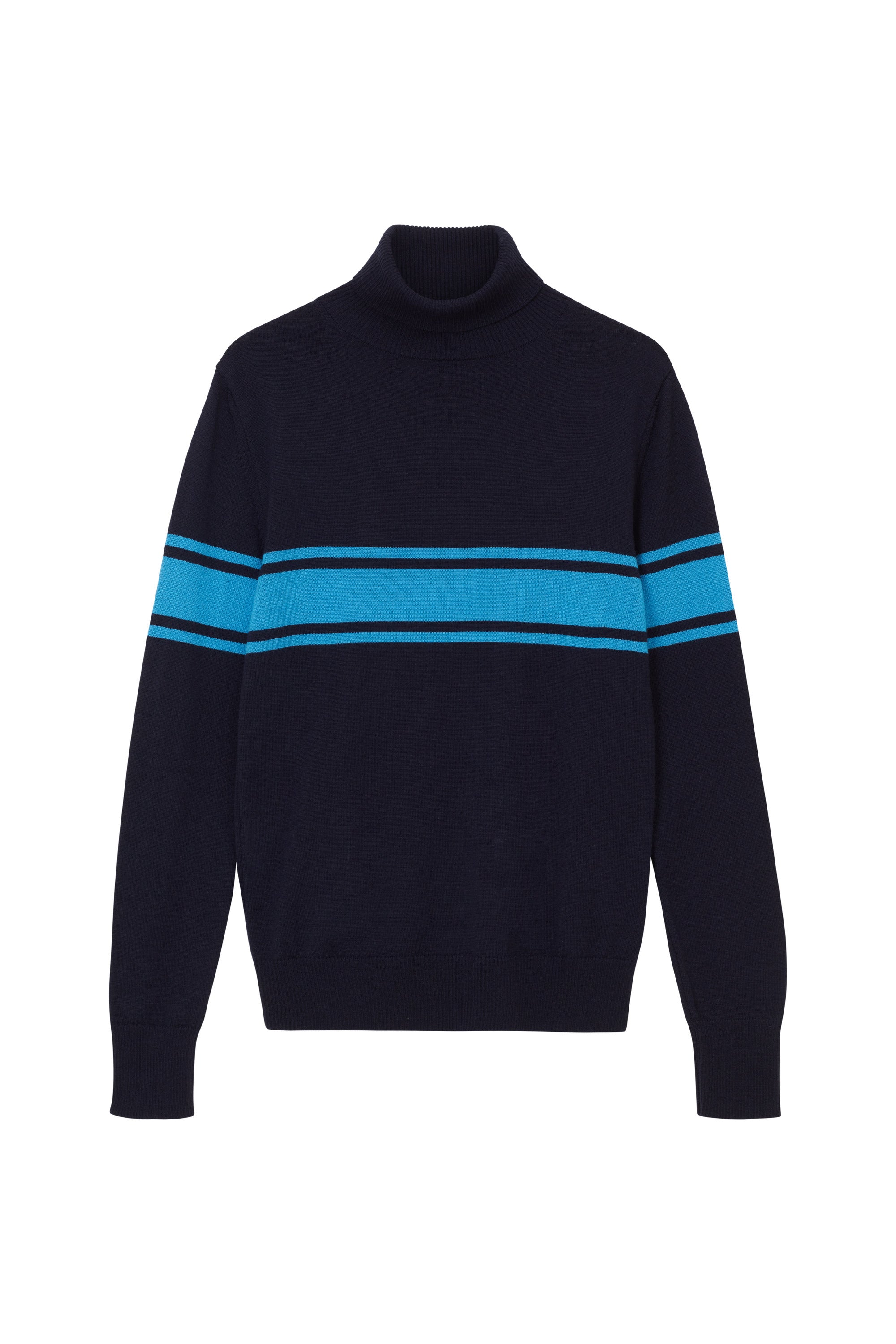 Roll neck in navy & mid blue