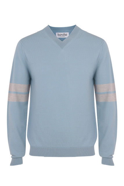 Mens V Neck in dusky blue